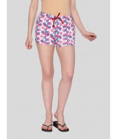 Women’s Sky Blue & Purple Printed Cotton Jersey Shorts – Soft, Bold & Breezy Fit