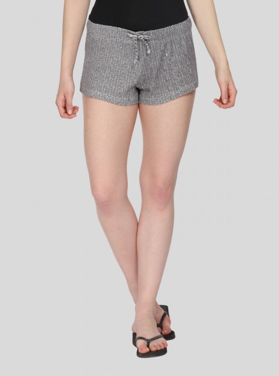 Women’s Black Stripe Cotton Jersey Shorts – Sleek, Soft & Everyday Comfort