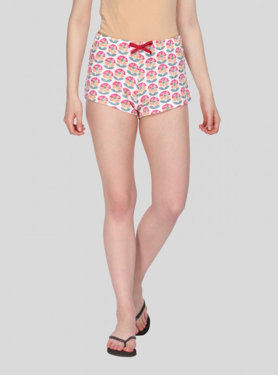 Women’s Sunflower Printed Cotton Jersey Shorts – Bright, Breezy & Comfy
