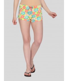 Women’s Yellow Floral Cotton Jersey Shorts – Soft, Stylish & Summer-Ready