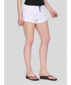 White Graphic Print Womens Shorts