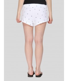 White Graphic Print Womens Shorts
