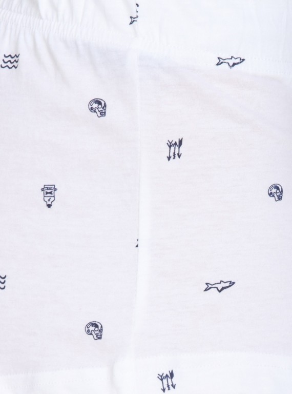 White Graphic Print Womens Shorts