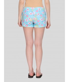 Turquiose Floral Print Shorts