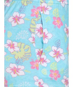 Turquiose Floral Print Shorts