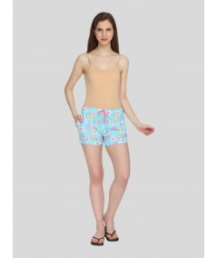 Turquiose Floral Print Shorts