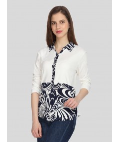 Floral Collared Womens Top