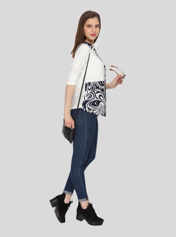 Floral Collared Womens Top