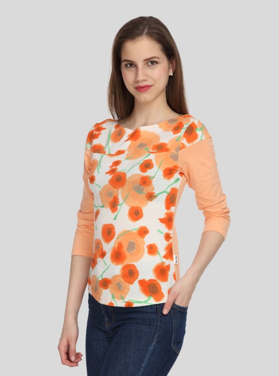 Orange Floral Womens Top