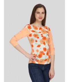 Orange Floral Womens Top
