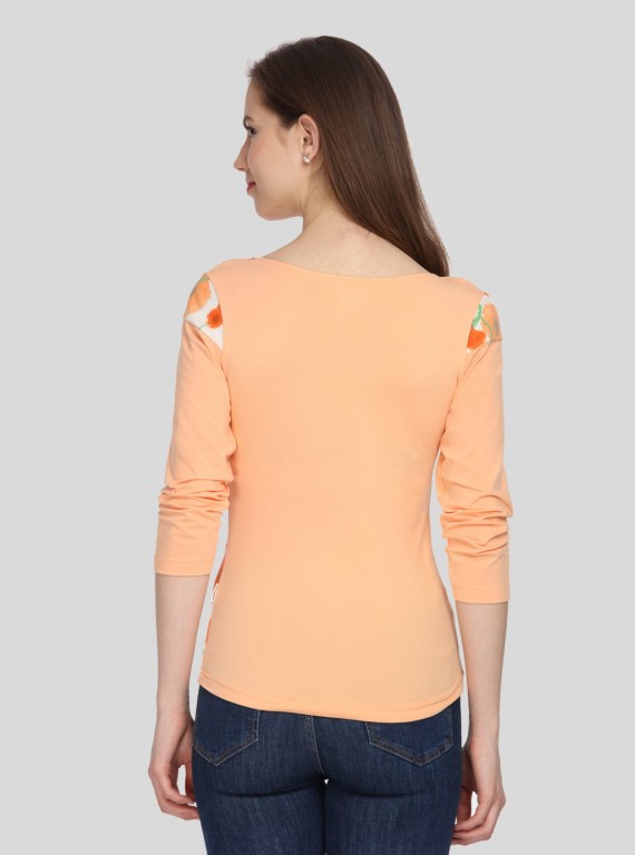 Orange Floral Womens Top