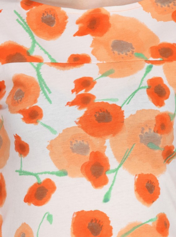 Orange Floral Womens Top