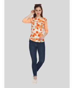 Orange Floral Womens Top