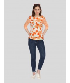 Orange Floral Womens Top