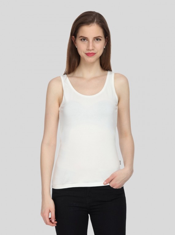Women’s White Melange Sleeveless Stretch Top – Boer and Fitch