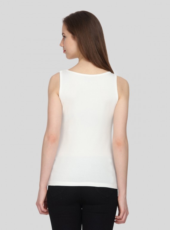 Off White Sleeveless Stretch Top