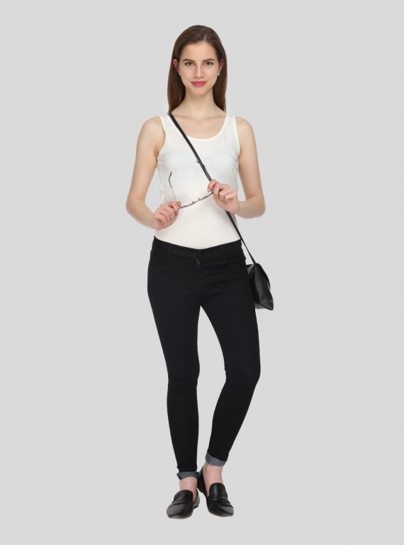 Off White Sleeveless Stretch Top