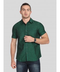Men's Green Linen Blended Shirt – Breezy, Earthy & Smart Casual Essential