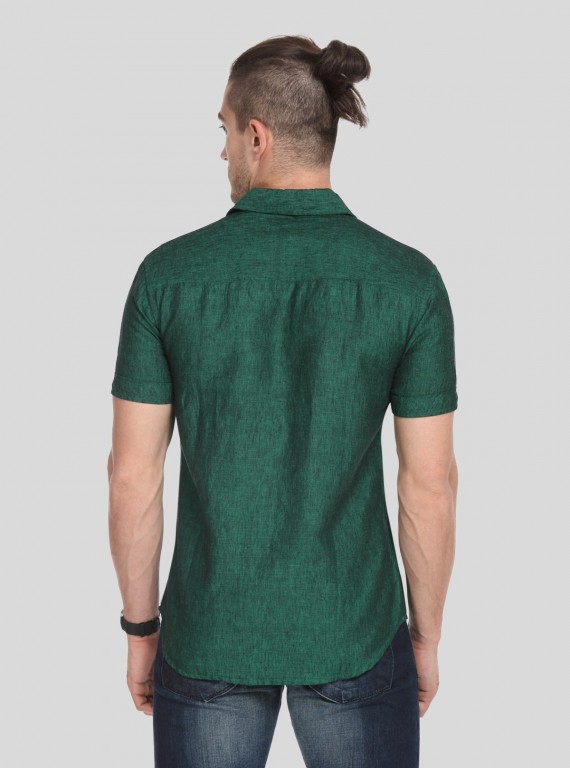 Green Linen blended Shirt