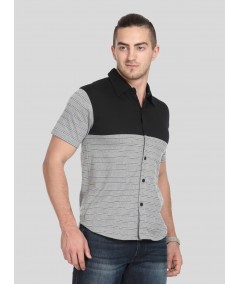 Black Melange Stripe Polo TShirt