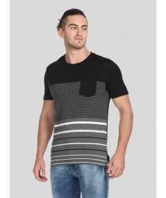 Black Lined Round Neck TShirt