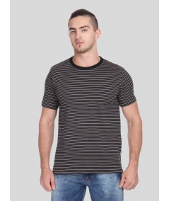Men's Elegant Vertical Striped Round Neck T-Shirt – Smart Casual Redefined