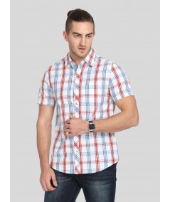 Men’s Red & Blue Checked Slim Fit Shirt – Stylish Casual Wear by Boer & Fitch