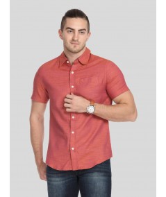 Men’s Orange Solid Slim Fit Shirt – Bold Statement Style by Boer & Fitch