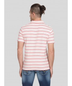 Red Stripe Self Collar Polo TShirt