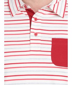 Red Stripe Self Collar Polo TShirt