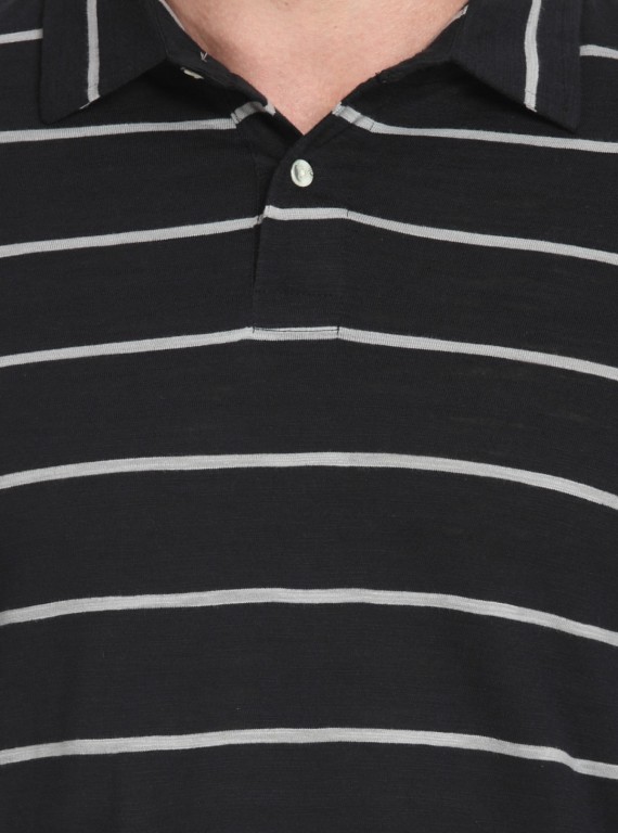 Black Stripe Long Sleeve Polo TShirt