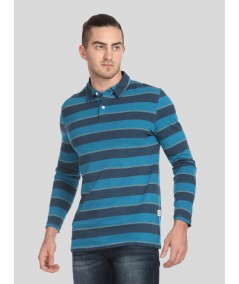 Blue Stripe Long Sleeve Polo TShirt