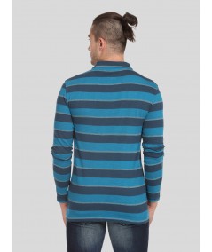 Blue Stripe Long Sleeve Polo TShirt