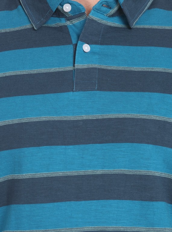 Blue Stripe Long Sleeve Polo TShirt