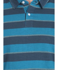 Blue Stripe Long Sleeve Polo TShirt
