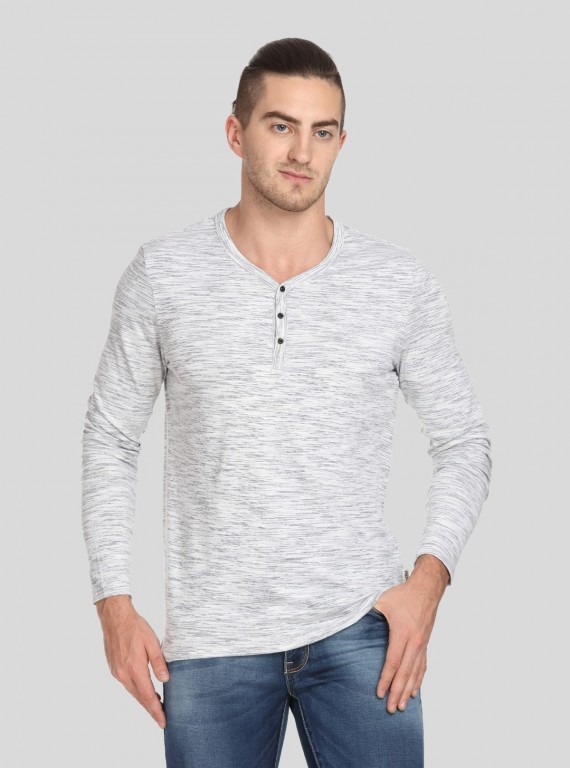 Men’s White Slub Henley T-Shirt – Classic Comfort Meets Modern Style