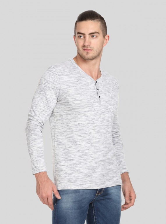 White Slub Henley TShirt