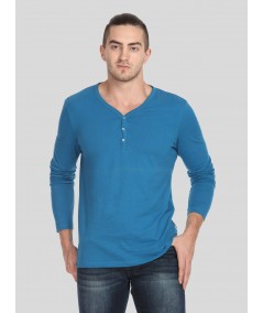 Men’s Blue Slim Fit Henley T-Shirt – Smart, Sleek & Comfortable