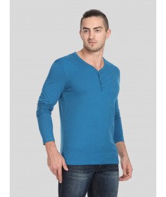 Peacock Blue Slub Henley TShirt