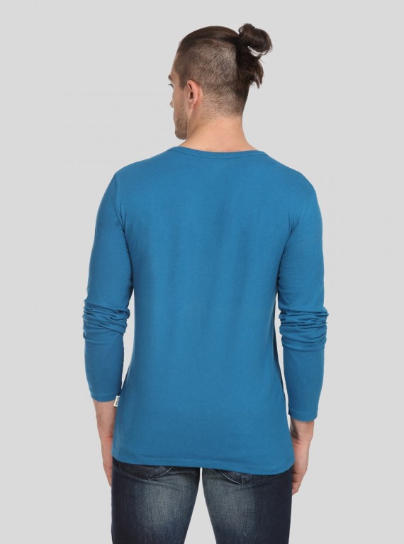 Peacock Blue Slub Henley TShirt