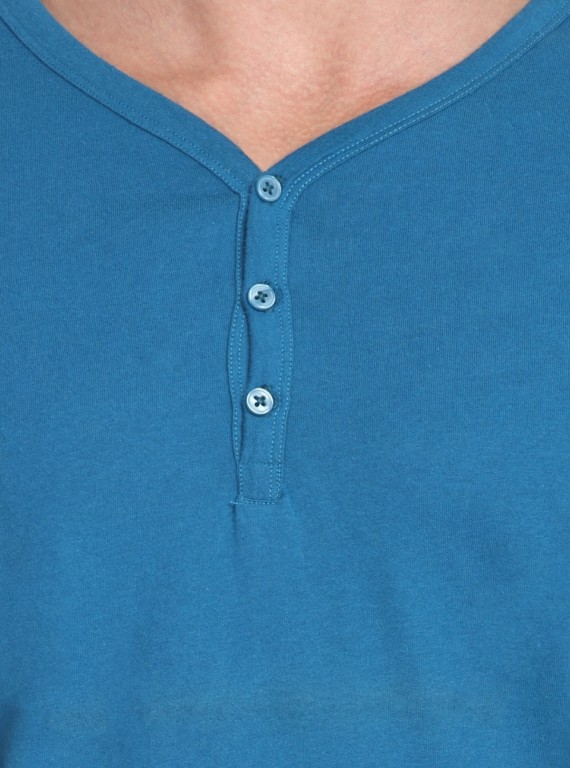 Peacock Blue Slub Henley TShirt