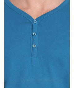 Peacock Blue Slub Henley TShirt