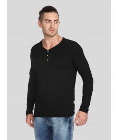 Black Slub Henley TShirt