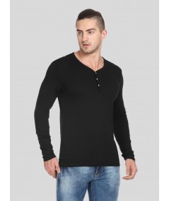 Black Slub Henley TShirt