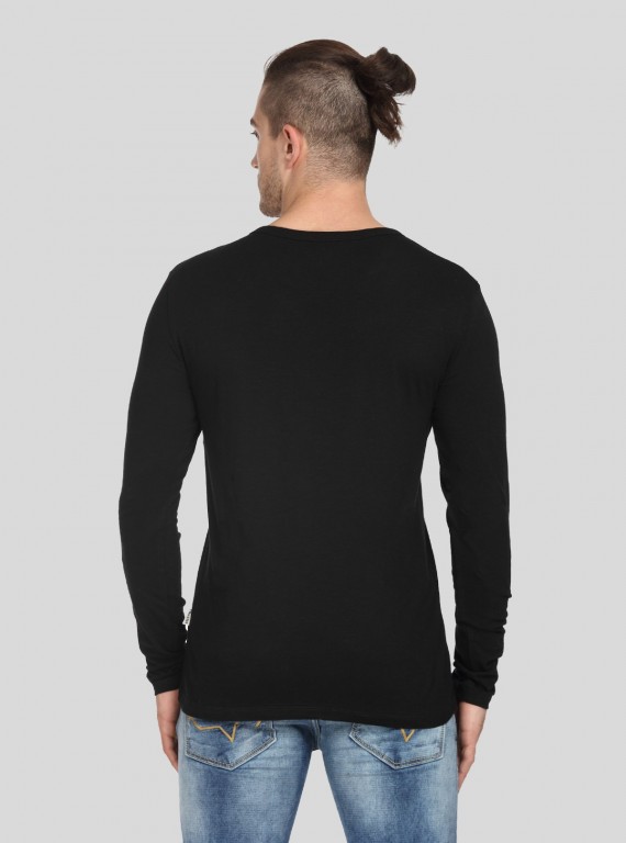 Black Slub Henley TShirt