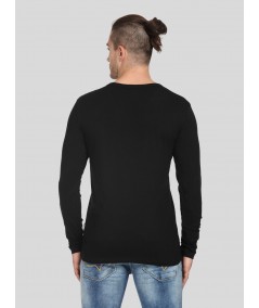 Black Slub Henley TShirt