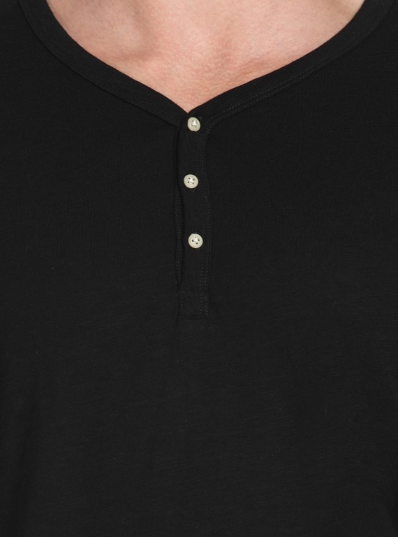 Black Slub Henley TShirt