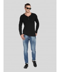 Black Slub Henley TShirt