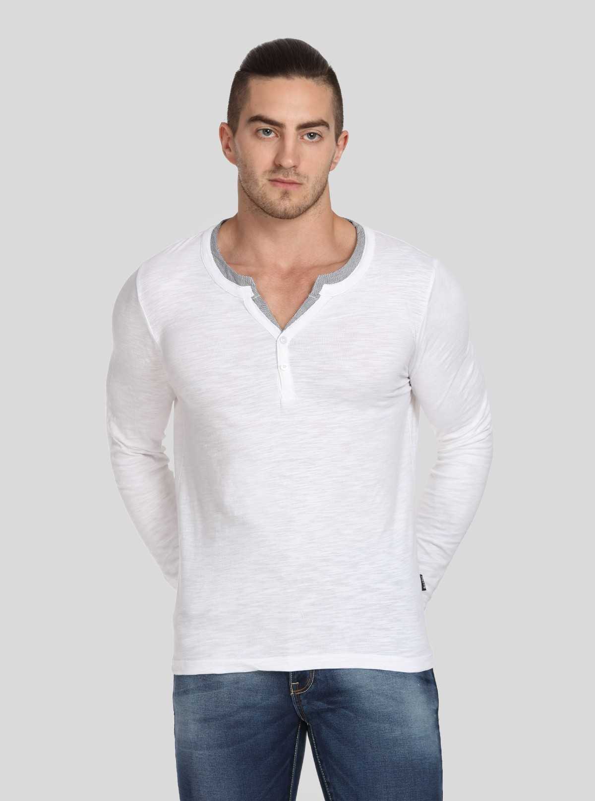 Men’s Tinted White Henley T-Shirt – Classic Style with a Modern Twist