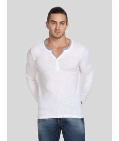 White Neck Binding Henley TShirt